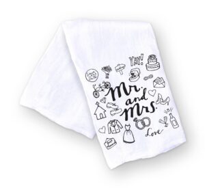 handmade kitchen towel for mr. and mrs. - newlywed or engagement gift, housewarming and hostess gift (mr. and mrs. kitchen towel)