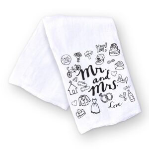 Handmade Kitchen Towel for Mr. and Mrs. - Newlywed or Engagement Gift, Housewarming and Hostess Gift (Mr. and Mrs. Kitchen Towel)