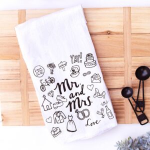 Handmade Kitchen Towel for Mr. and Mrs. - Newlywed or Engagement Gift, Housewarming and Hostess Gift (Mr. and Mrs. Kitchen Towel)