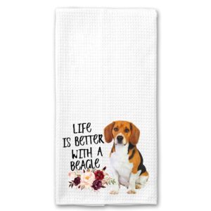 life is better with a beagle microfiber kitchen tea bar towel gift for animal dog lover
