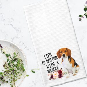 Life is Better with a Beagle Microfiber Kitchen Tea Bar Towel Gift for Animal Dog Lover