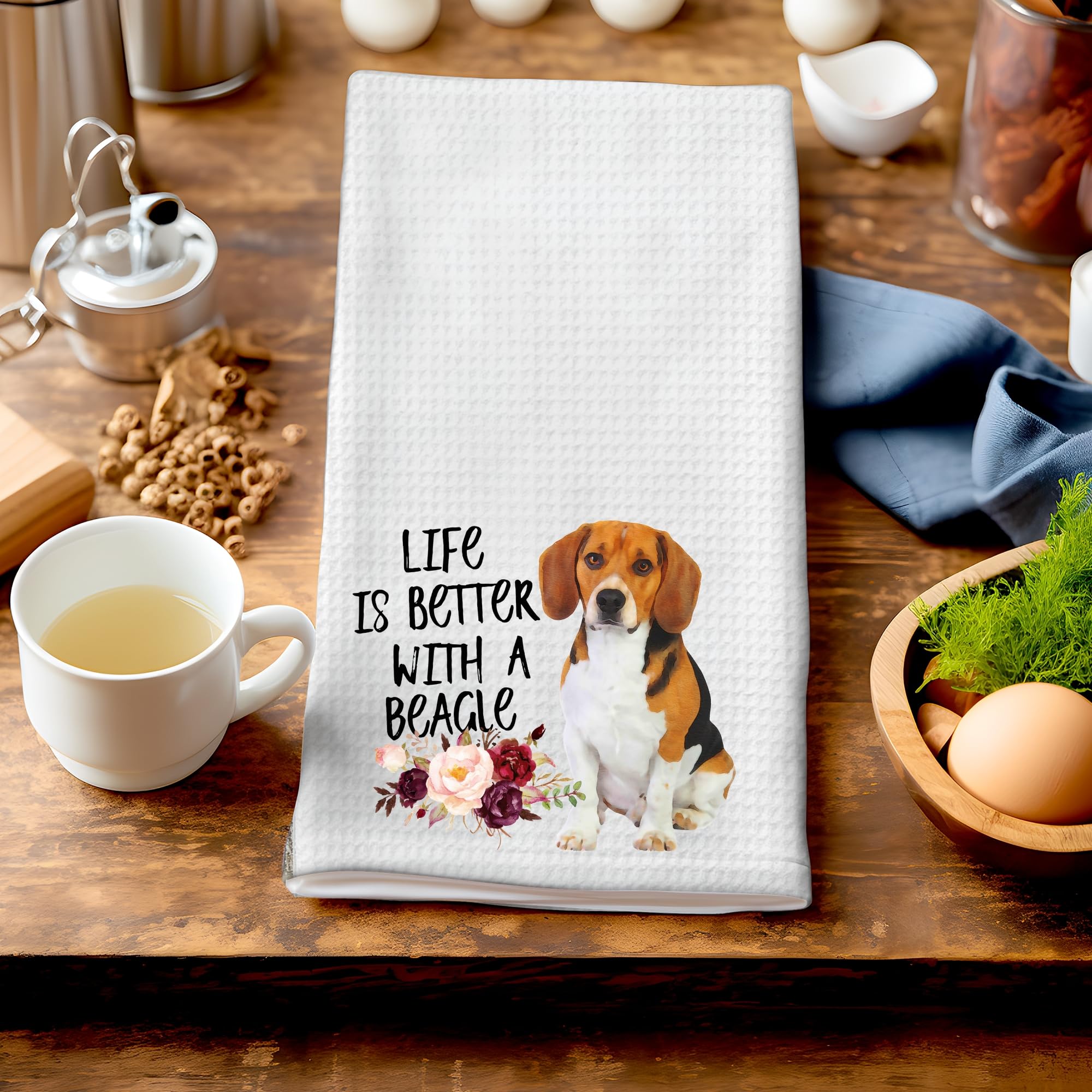 Life is Better with a Beagle Microfiber Kitchen Tea Bar Towel Gift for Animal Dog Lover