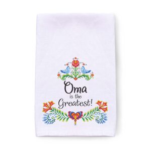 essence of europe gifts e.h.g e.h.g germangiftoutlet | “oma is the greatest” 24x24 decorative print, flour sack dish towels, cotton flour sack kitchen towels