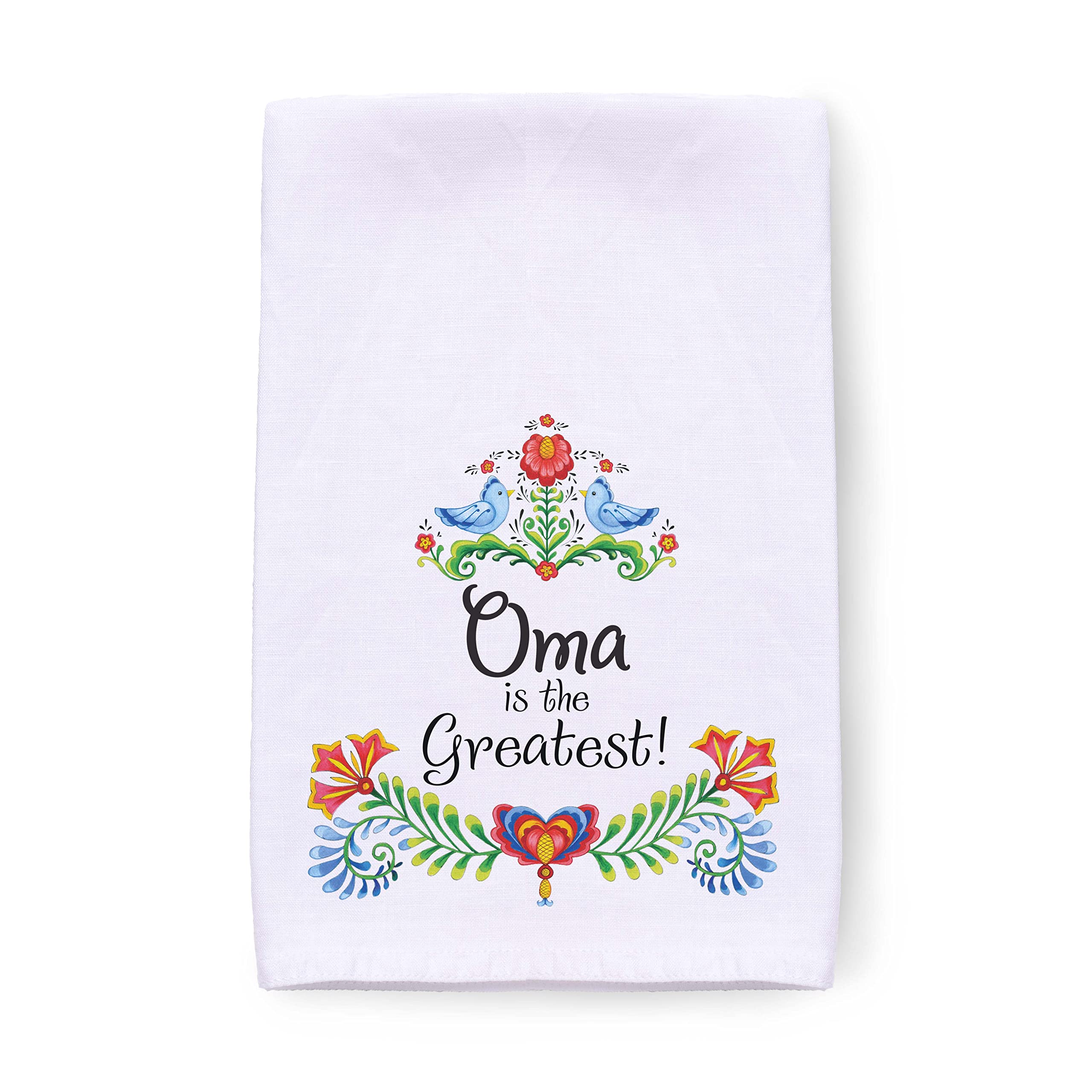 Essence of Europe Gifts E.H.G E.H.G GermanGiftOutlet | “Oma is The Greatest” 24x24 Decorative Print, Flour Sack Dish Towels, Cotton Flour Sack Kitchen Towels