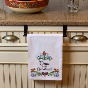 Essence of Europe Gifts E.H.G E.H.G GermanGiftOutlet | “Oma is The Greatest” 24x24 Decorative Print, Flour Sack Dish Towels, Cotton Flour Sack Kitchen Towels