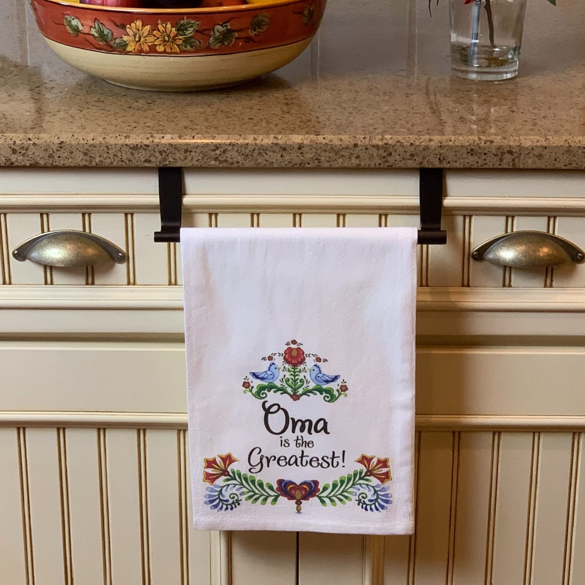 Essence of Europe Gifts E.H.G E.H.G GermanGiftOutlet | “Oma is The Greatest” 24x24 Decorative Print, Flour Sack Dish Towels, Cotton Flour Sack Kitchen Towels