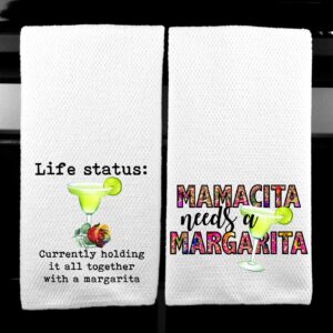 Life Status: Currently Holding it Together with a Margarita and Mamacita Needs a Margarita Kitchen Microfiber Bar Tea Towel Set of 2