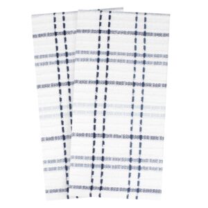 Ritz Royale Collection 100% Combed Terry Cotton, Highly Absorbent, Oversized Kitchen Towel Set, 28" x 18", 2-Pack, Checked, Federal Blue