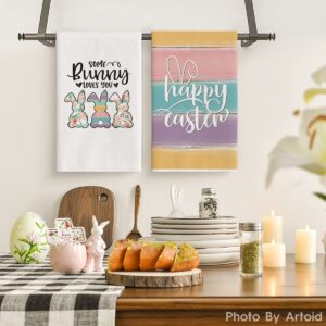 Artoid Mode Some Bunny Loves You Happy Easter Home Kitchen Towels, 18 x 26 Inch Holiday Spring Ultra Absorbent Drying Cloth Dish Towels for Cooking Baking Set of 2