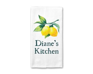 canary road custom waffle weave dish towel | personalized kitchen towel | housewarming gift | wedding gift | personalized dish towel | housewarming gift | lemon kitchen towel