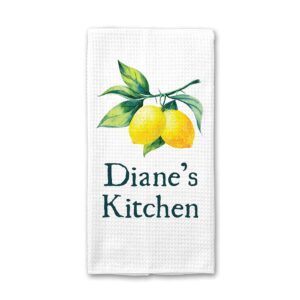 CANARY ROAD Custom Waffle Weave Dish Towel | Personalized Kitchen Towel | Housewarming Gift | Wedding Gift | Personalized Dish Towel | Housewarming Gift | Lemon Kitchen Towel