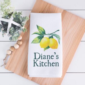 CANARY ROAD Custom Waffle Weave Dish Towel | Personalized Kitchen Towel | Housewarming Gift | Wedding Gift | Personalized Dish Towel | Housewarming Gift | Lemon Kitchen Towel