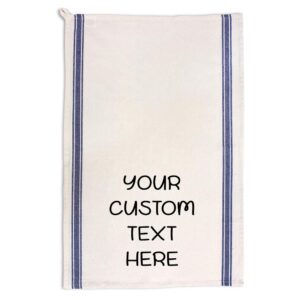 custom decor kitchen towels personalized text words name cleaning supplies dish blue stripe