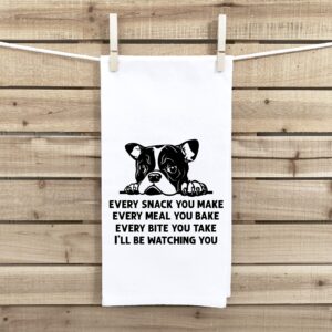 Every Snack You Make French Bulldog Flour Sack Kitchen Towel with Hanging Loop Funny Peeking Frenchie Dish Cloth Housewarming Hostess Birthday Christmas Gift