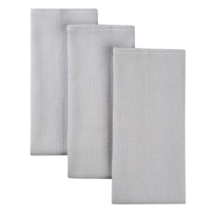 Classic Kitchen Towels, 100% Natural Cotton, The Best Tea Towels, Napkins, Absorbent and Lint-Free, Machine Washable, 16 x 24 Inch, 3 Pack Light Grey