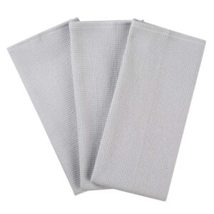 Classic Kitchen Towels, 100% Natural Cotton, The Best Tea Towels, Napkins, Absorbent and Lint-Free, Machine Washable, 16 x 24 Inch, 3 Pack Light Grey