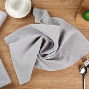 Classic Kitchen Towels, 100% Natural Cotton, The Best Tea Towels, Napkins, Absorbent and Lint-Free, Machine Washable, 16 x 24 Inch, 3 Pack Light Grey