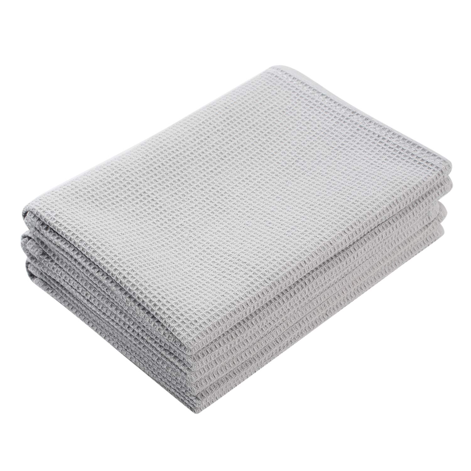 Classic Kitchen Towels, 100% Natural Cotton, The Best Tea Towels, Napkins, Absorbent and Lint-Free, Machine Washable, 16 x 24 Inch, 3 Pack Light Grey