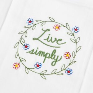 WINCSPACE Sweet and Cute Kitchen Towels Stitchwork with Dream Hope Smile Be Happy Love Live Simple 6 Set French Fry Flour Sack Tea Dish Towel(18INCH*28INCH) (6)
