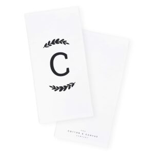 The Cotton & Canvas Co. Personalized Single Monogram Initial C Soft Absorbent Kitchen Tea Towel, Flour Sack Towel, Dish Cloth