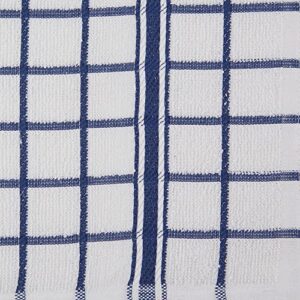 DII Basic Terry Collection Windowpane Dishtowel Set, 16x26, Blue, 4 Piece