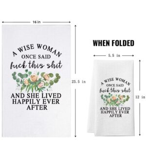 ZJXHPO A Wise Woman Once Said This Shit She Lived Happily Ever After Retirement Gifts for Coworker Divorce Towel Gift Feminist Gift (Fuck This Shit Towel)