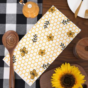 AnyDesign 4 Pcs Honey Bee Kitchen Dish Towel Summer Bumblebee Hand Towels Honeycomb Dishcloth Sweet As Honey Tea Towel Farmhouse Bee Themed Decor Drying Towel for Bathroom Kitchen Cooking, 18 x 28 in