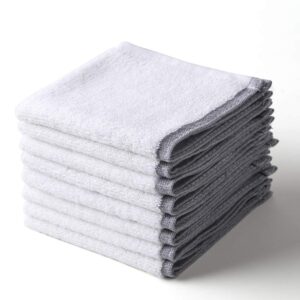 wenzhi cotton dish cloths for kitchen, absorbent dish rags size 12x12 pack of 8 grey