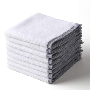 Wenzhi Cotton Dish Cloths for Kitchen, Absorbent Dish Rags Size 12x12 Pack of 8 Grey