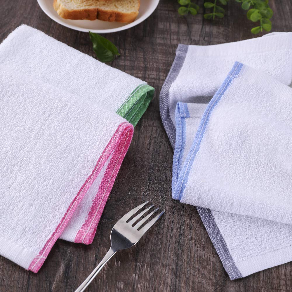 Wenzhi Cotton Dish Cloths for Kitchen, Absorbent Dish Rags Size 12x12 Pack of 8 Grey