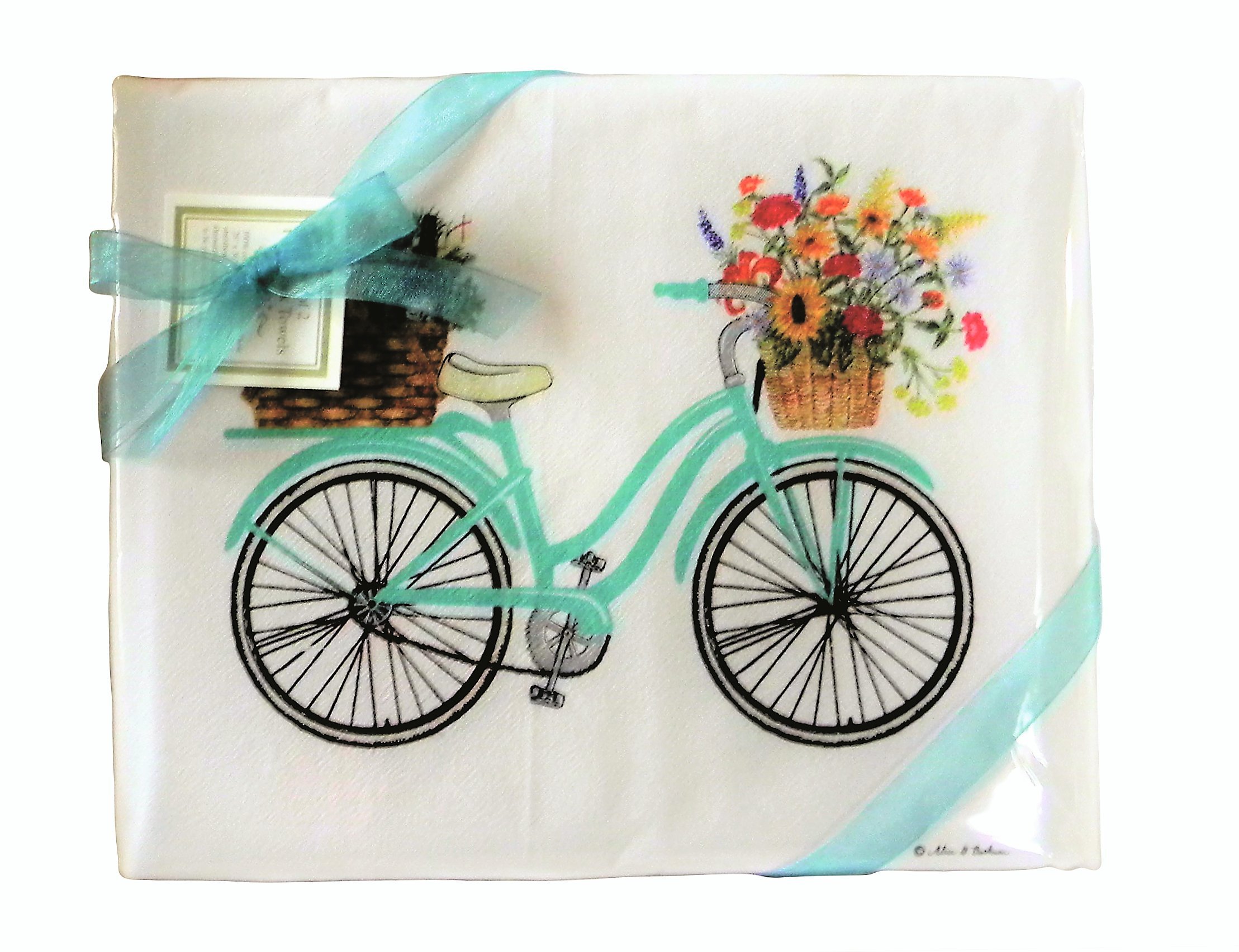 Alice's Cottage Spring Bicycle Flour Sack Kitchen Towels Set of 2 Cotton