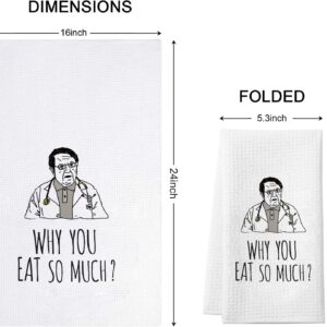 TSOTMO Novelty Dr. Now Inspired Saying Why You Eat So Much Weight Loss Gift Kitchen Towel Dish Towel Kitchen Decor (EAT SO Much Towel)