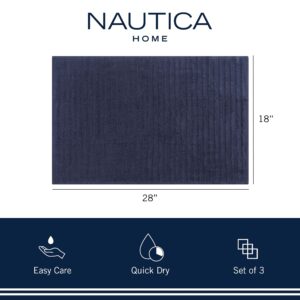 Nautica 100% Cotton Kitchen Towels Set of 3 | 18" x 28" Super Absorbent Reusable Cleaning Cloths, Tea Towels, Hand Towels for Drying Dishes | Navy/White Multi Dish Towels for Kitchen