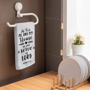 HIWX As for Me and My House We Will Serve Christian Decorative Kitchen Towels and Dish Towels, Joshua 24:15 Religious Bible Verse Hand Towels Tea Towel for Bathroom Kitchen Decor 16×24 Inches