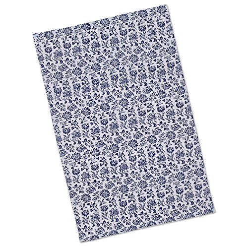 DII Tunisia Blue Market Tabletop and Kitchen Collection, Dishtowel Set, 18x28", Tunisian Flowers, 2 Piece