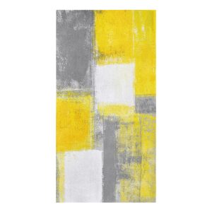 Grey and Yellow Kitchen Towels Set of 2, Abstract Art Painting Absorbent Dish Towel for Kitchen Microfiber Dish Cloths for Drying and Cleaning Reusable Cleaning Cloths Modern Doodle Decor 18x28in