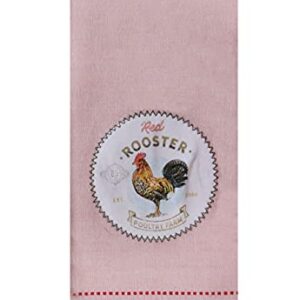Jorina Farmhouse Kitchen Towels Red Rooster Kitchen Décor Flat Weave Tea Towel & Terry Towels 100% Cotton Includes Stacked Farm Animal Gift Tag & Envelope