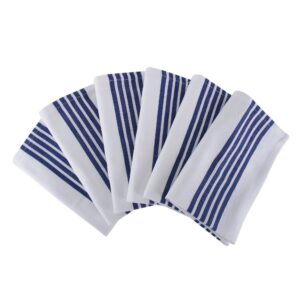 The Weaver's Blend 100% Cotton Kitchen Towels with Blue Stripe Design | Kitchen Towels and Dish Cloths | Size 28”x18” | Set of 6