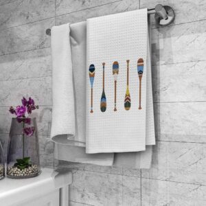 DIBOR Lake Paddles Oars Kitchen Towels Dish Towels Dishcloth,Lake Life Decorative Absorbent Drying Cloth Hand Towels Tea Towels for Bathroom Kitchen,Lake Lovers Gifts