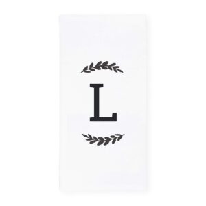 the cotton & canvas co. personalized single monogram initial l soft absorbent kitchen tea towel, flour sack towel, dish cloth