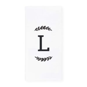 The Cotton & Canvas Co. Personalized Single Monogram Initial L Soft Absorbent Kitchen Tea Towel, Flour Sack Towel, Dish Cloth