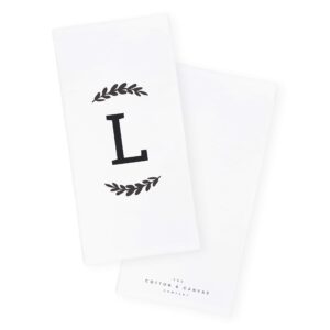 The Cotton & Canvas Co. Personalized Single Monogram Initial L Soft Absorbent Kitchen Tea Towel, Flour Sack Towel, Dish Cloth