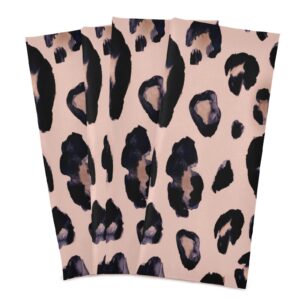 senya pink black leopard kitchen towels 4 pack, absorbent hand towels fast drying dish cloths tea towel 28 x 18 in
