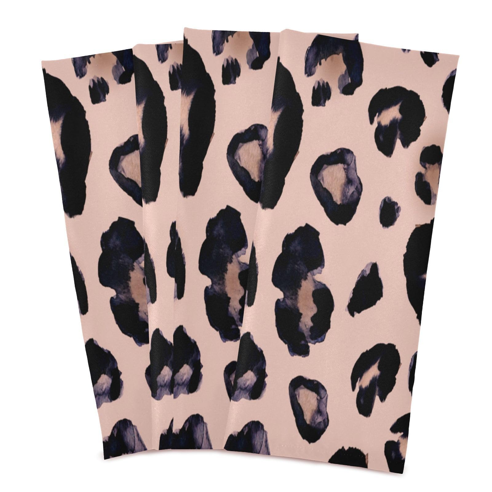 senya Pink Black Leopard Kitchen Towels 4 Pack, Absorbent Hand Towels Fast Drying Dish Cloths Tea Towel 28 x 18 in