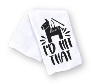 handmade funny kitchen towel - 100% cotton cheeky pinata hand towel - 28x28 inch perfect for chef housewarming christmas mother’s day birthday gift (i'd hit that)