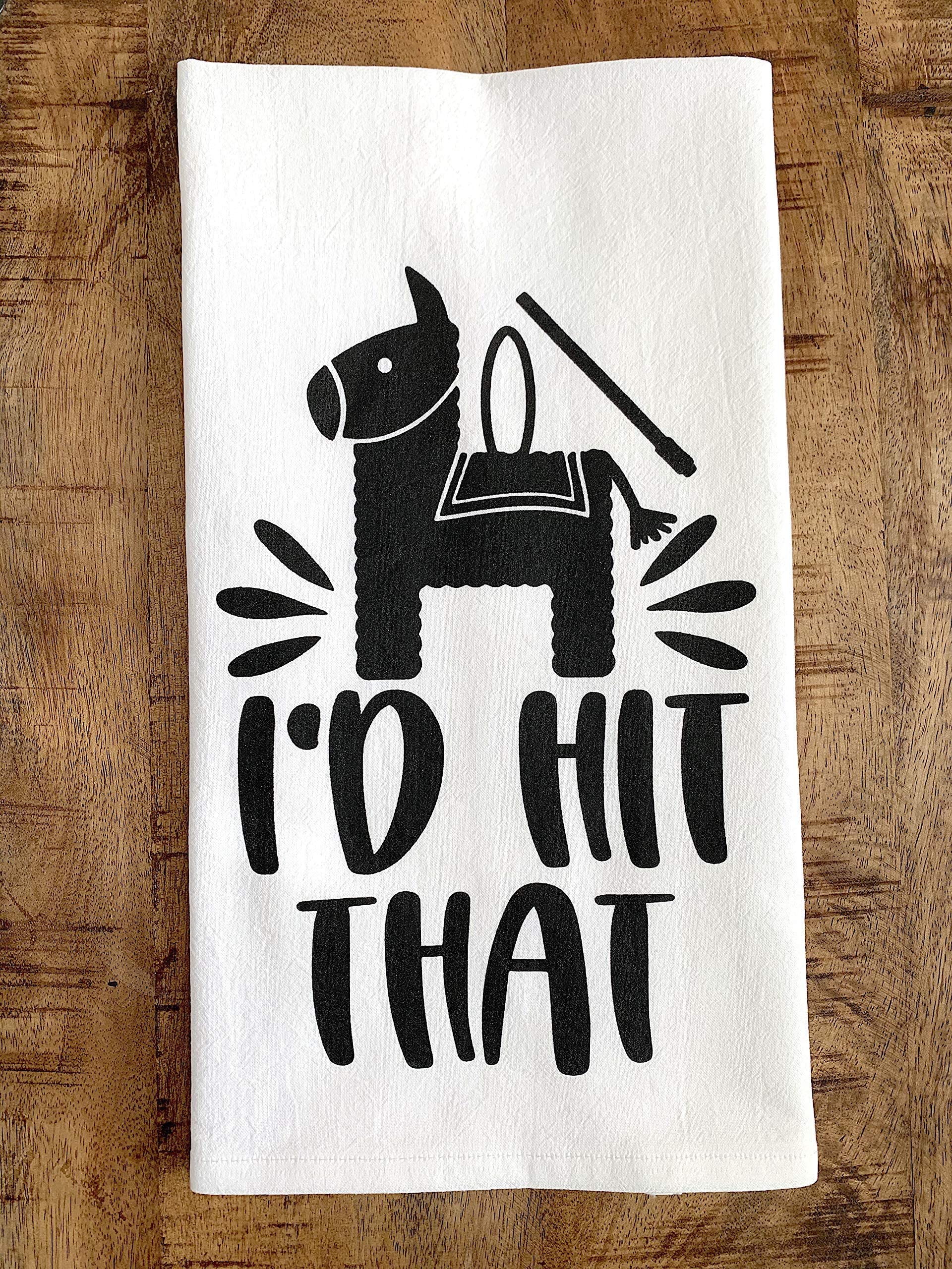 Handmade Funny Kitchen Towel - 100% Cotton Cheeky Pinata Hand Towel - 28x28 Inch Perfect for Chef Housewarming Christmas Mother’s Day Birthday Gift (I'd Hit That)