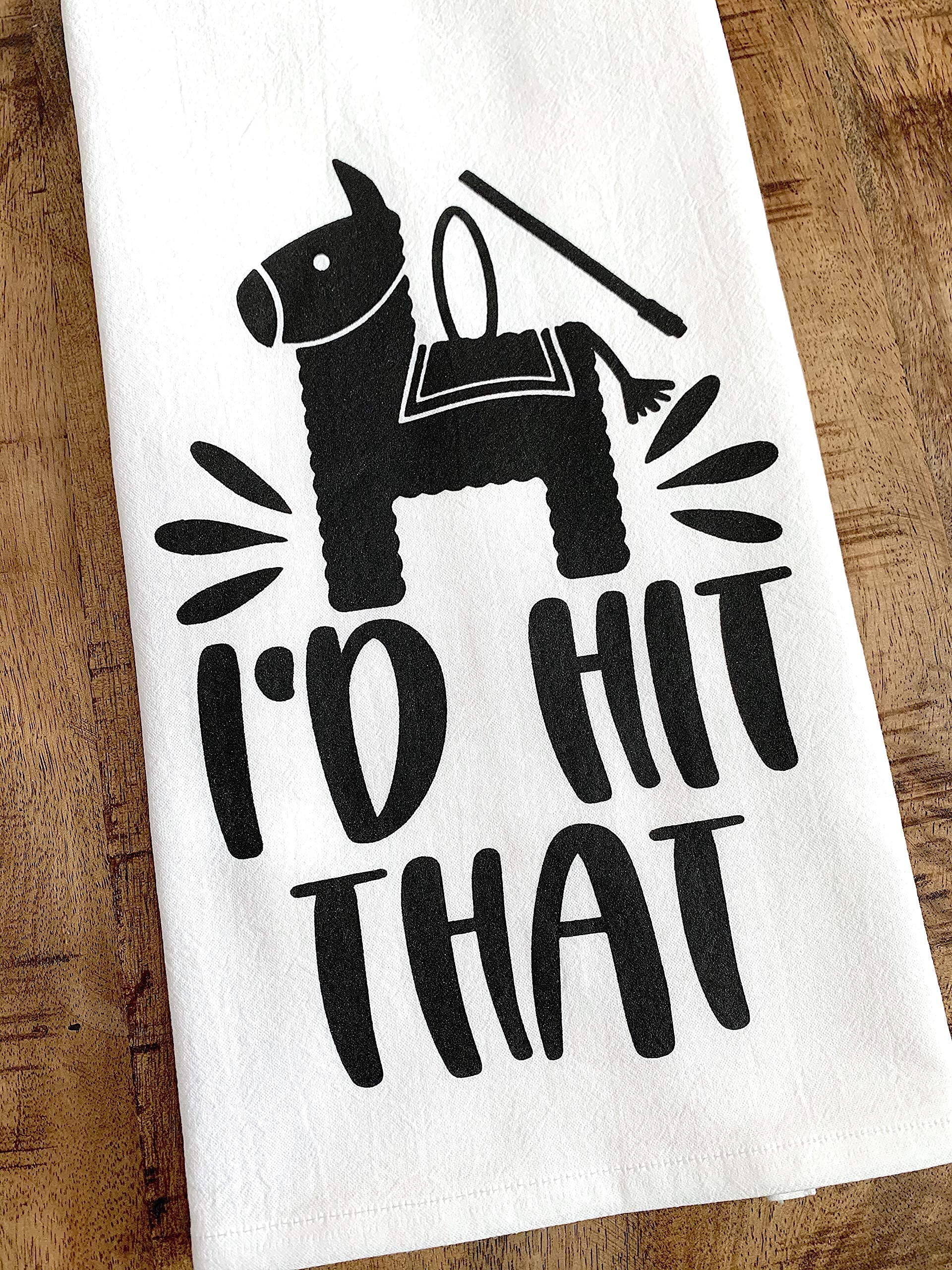 Handmade Funny Kitchen Towel - 100% Cotton Cheeky Pinata Hand Towel - 28x28 Inch Perfect for Chef Housewarming Christmas Mother’s Day Birthday Gift (I'd Hit That)