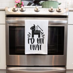 Handmade Funny Kitchen Towel - 100% Cotton Cheeky Pinata Hand Towel - 28x28 Inch Perfect for Chef Housewarming Christmas Mother’s Day Birthday Gift (I'd Hit That)