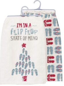 primitives by kathy beach holiday dish towel, flip flop state of mind 28 inches length x 28 inches width square