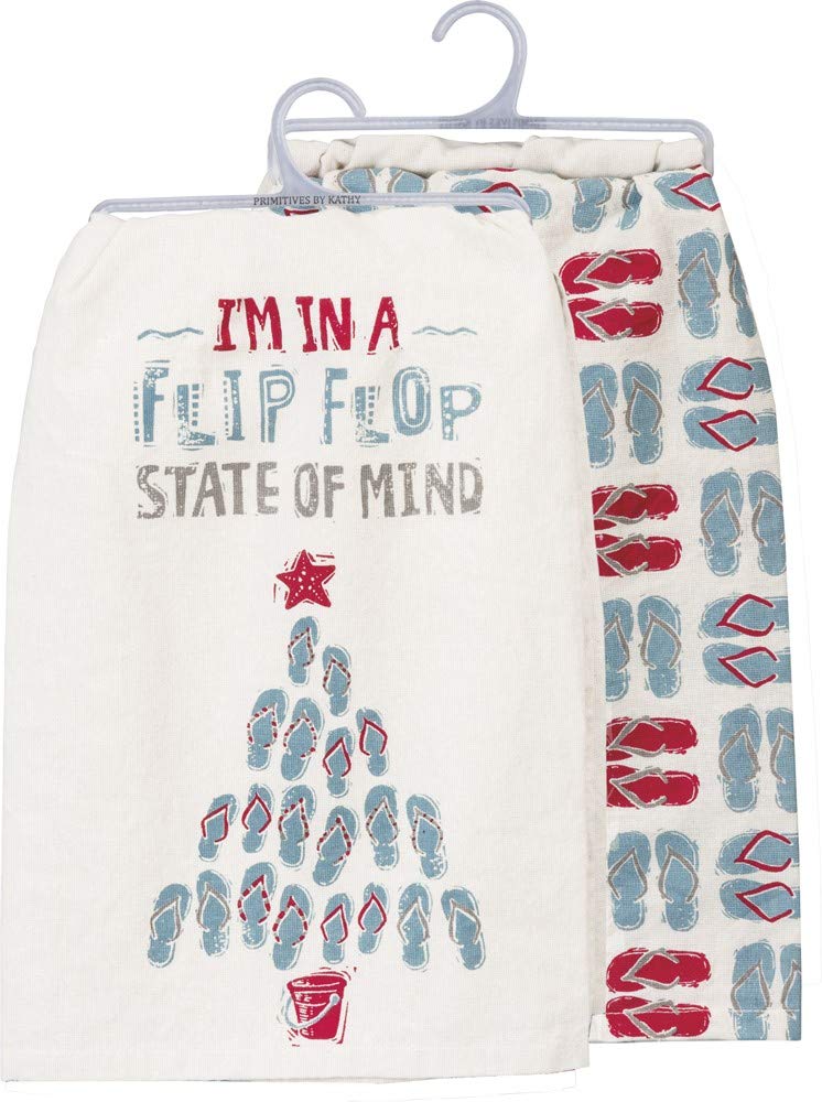 Primitives by Kathy Beach Holiday Dish Towel, Flip Flop State of Mind 28 inches length x 28 inches width square